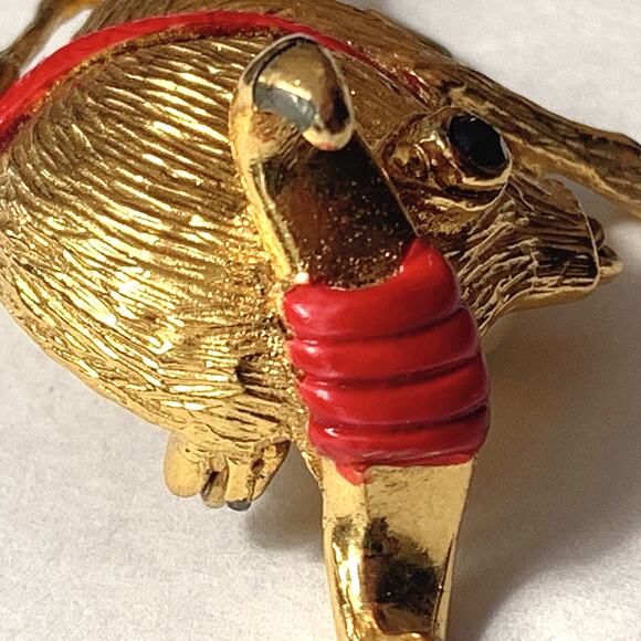 VTG 1960s Gold Tone Enamel Bull Brooch Mid Century Figural Whimsical Collectible - Picture 13 of 13